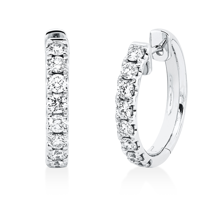 Creolen 18 kt WG, 16 Brill. 1,12 ct, TW-si