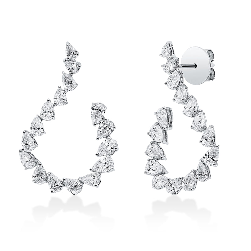 Ohrschmuck 18 kt WG, 32 Tropfen 3,67 ct, TW-vsi