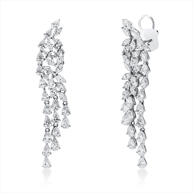 Ohrschmuck 18 kt WG, 28 Nav. 1,97 ct, TW-vsi, 36 Tropfen 4,27 ct, TW-vsi, 4 Brill. 0,08 ct, TW-si