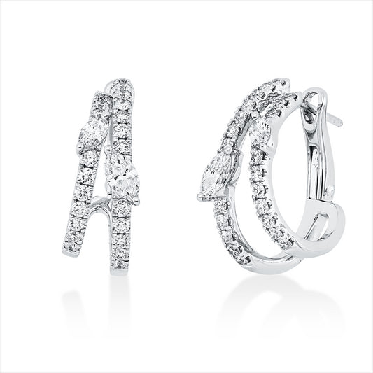 Creolen 18 kt WG, 4 Nav. 0,44 ct, TW-si, 44 Brill. 0,58 ct, TW-si