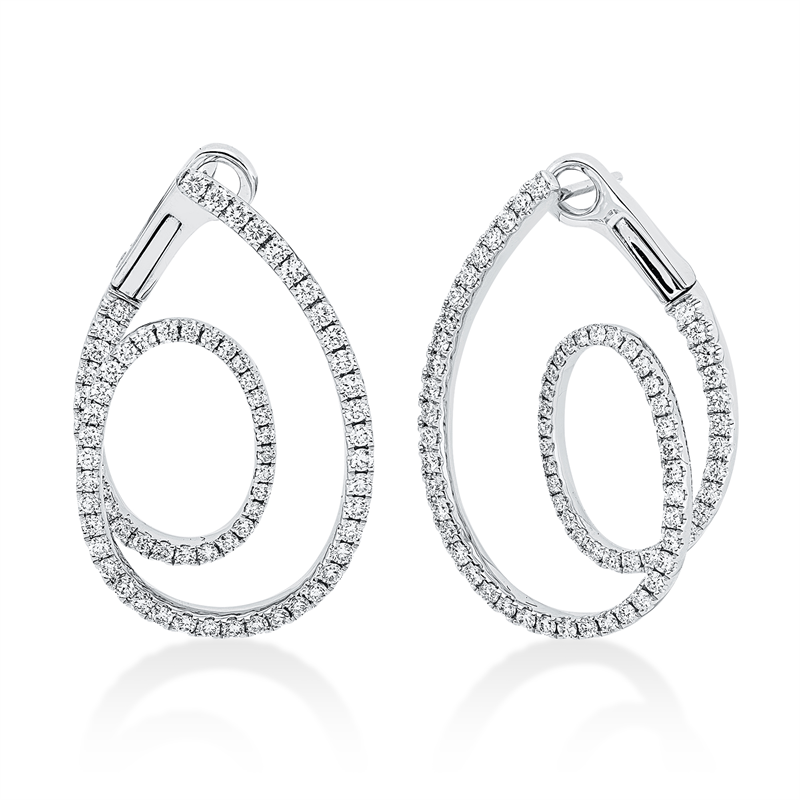 Ohrschmuck 18 kt WG, 142 Brill. 1,34 ct, TW-si
