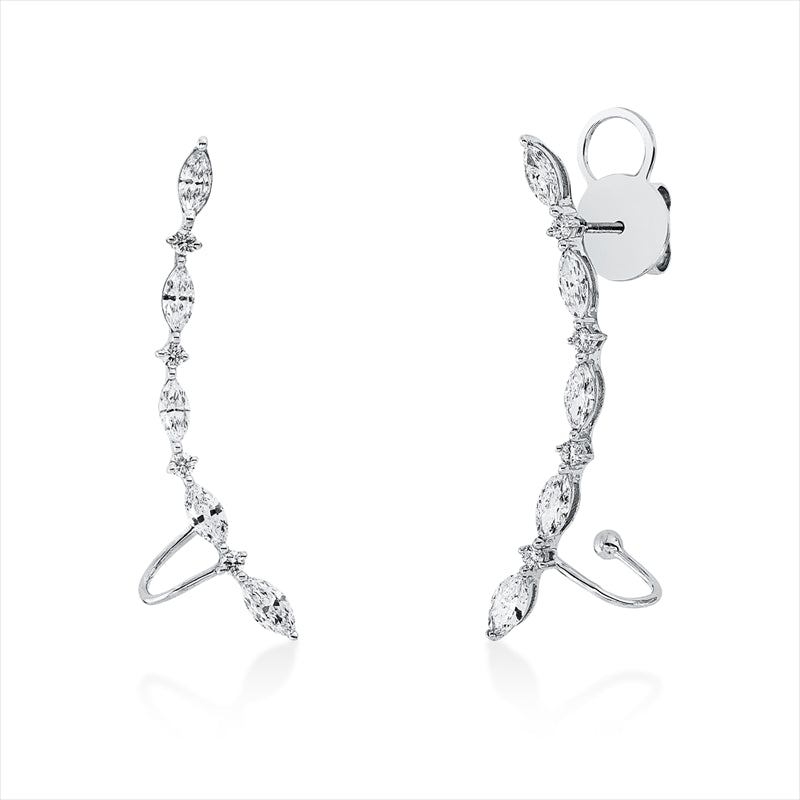 Ohrschmuck 18 kt WG, 10 Nav. 1,28 ct, TW-vsi, 8 Brill. 0,24 ct, TW-si