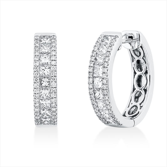 Creolen 14 kt WG, 18 Princ. 1,49 ct, TW-vsi, 80 Brill. 0,39 ct, TW-si