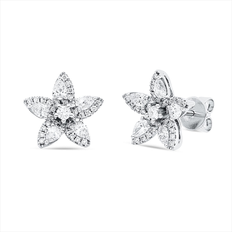 Ohrstecker 14 kt WG, 10 Tropfen 0,65 ct, TW-si, 52 Brill. 0,27 ct, TW-pi