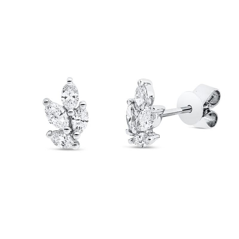 Ohrstecker 18 kt WG, 2 Nav. 0,13 ct, TW-vsi, 6 Nav. 0,25 ct, TW-vsi