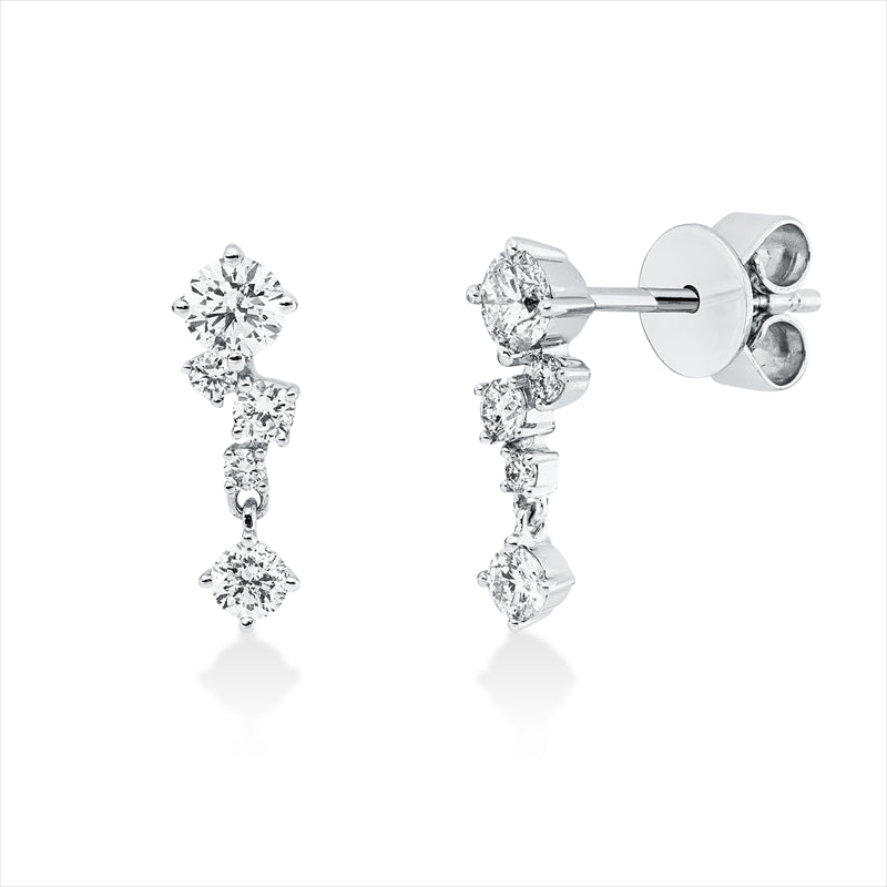 Ohrstecker 18 kt WG, 2 Brill. 0,25 ct, TW-pi, 8 Brill. 0,23 ct, TW-pi