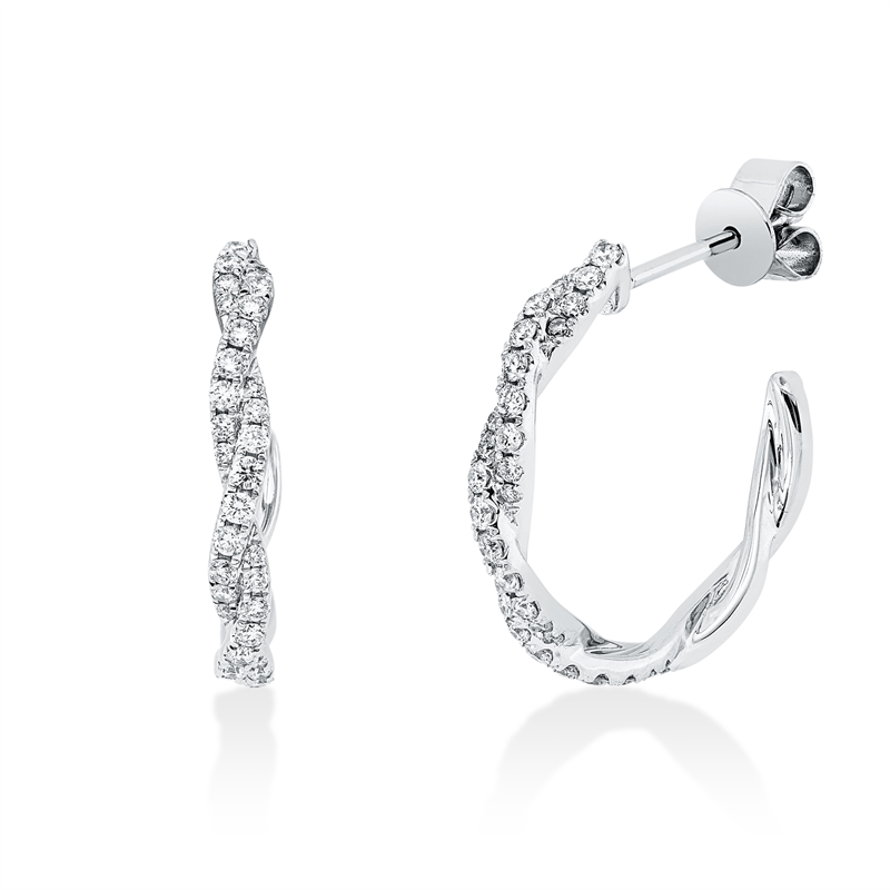 Creolen 18 kt WG, 22 Brill. 0,19 ct, TW-si, 48 Brill. 0,23 ct, TW-si