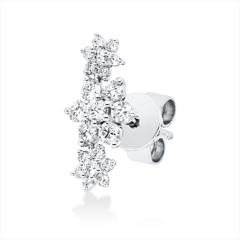Ohrstecker 18 kt WG, Einzelstück, 9 Brill. 0,20 ct, TW-pi, 12 Brill. 0,07 ct, TW-pi