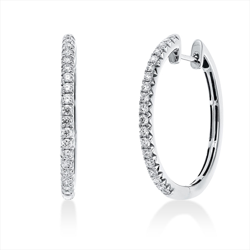 Creolen 18 kt WG, 38 Brill. 0,53 ct, TW-vsi/si