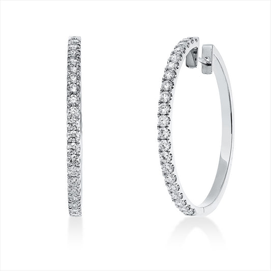 Creolen 18 kt WG, 42 Brill. 1,62 ct, TW-vsi/si