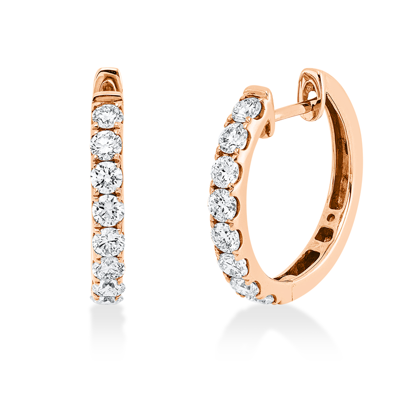 Creolen 18 kt RG, 16 Brill. 0,70 ct, TW-si