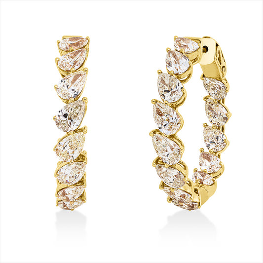 Creolen 18 kt GG, 8 Tropfen 3,25 ct, gelb-si, 18 Tropfen 6,03 ct, gelb-si