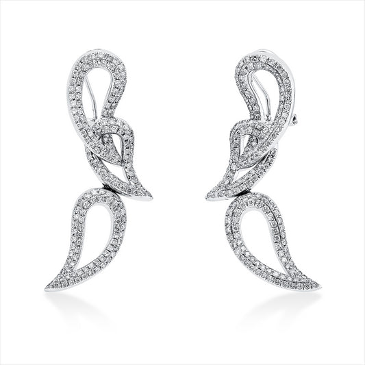 Creolen 18 kt WG, 334 Brill. 1,90 ct, TW-pi