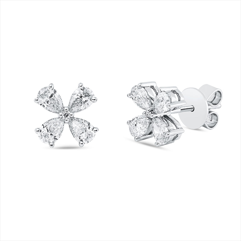 Ohrstecker 18 kt WG, 8 Tropfen 1,09 ct, TW-vsi, 2 Brill. 0,02 ct, TW-si