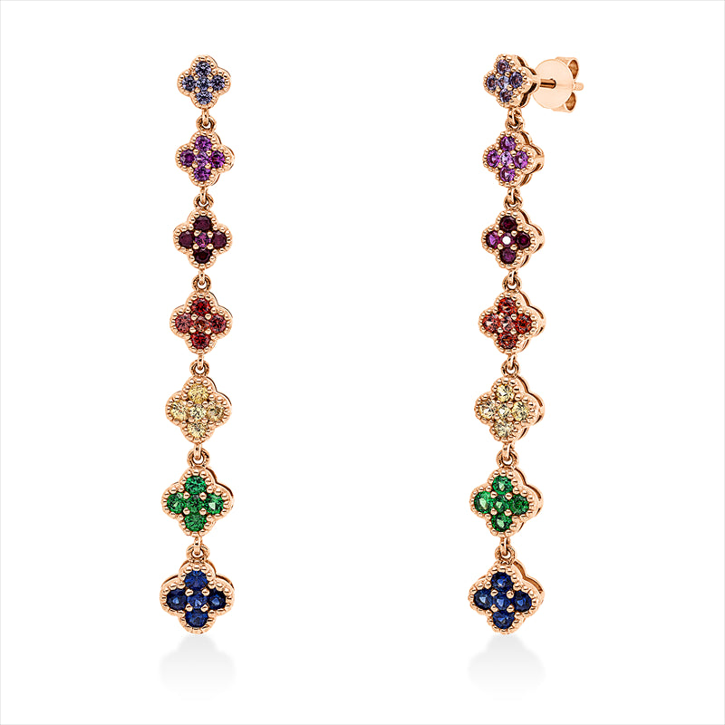 Ohrstecker 18 kt RG, 70 Saphire 2,18 ct fancy