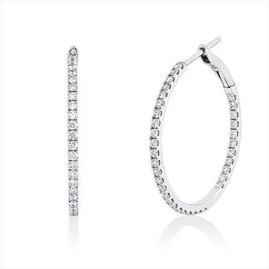 Creolen 18 kt WG, 74 Brill. 0,84 ct, TW-si