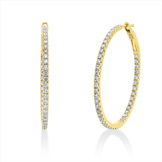 Creolen 18 kt GG, 90 Brill. 1,25 ct, I-si