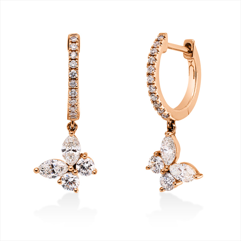 Creolen 18 kt RG, 30 Fant-Schl. 0,61 ct, I-si