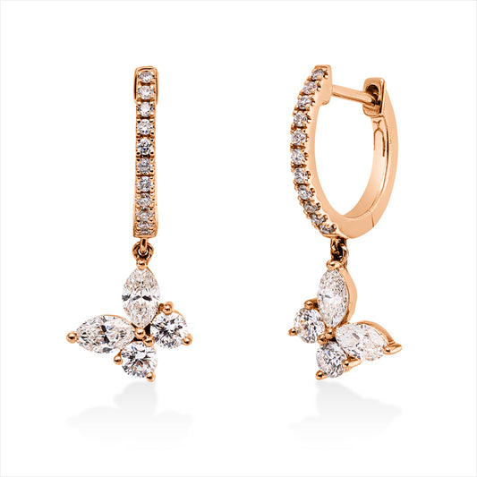 Creolen 18 kt RG, 30 Fant-Schl. 0,61 ct, I-si