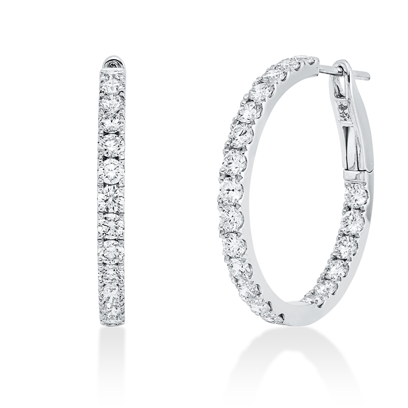 Creolen 18 kt WG, 44 Brill. 2,24 ct, TW-si
