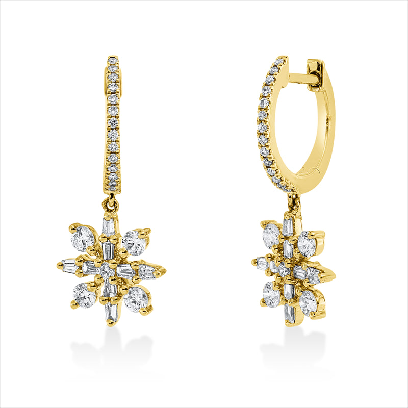 Creolen 18 kt GG, 54 Fant-Schl. 0,55 ct, TW-vsi/si