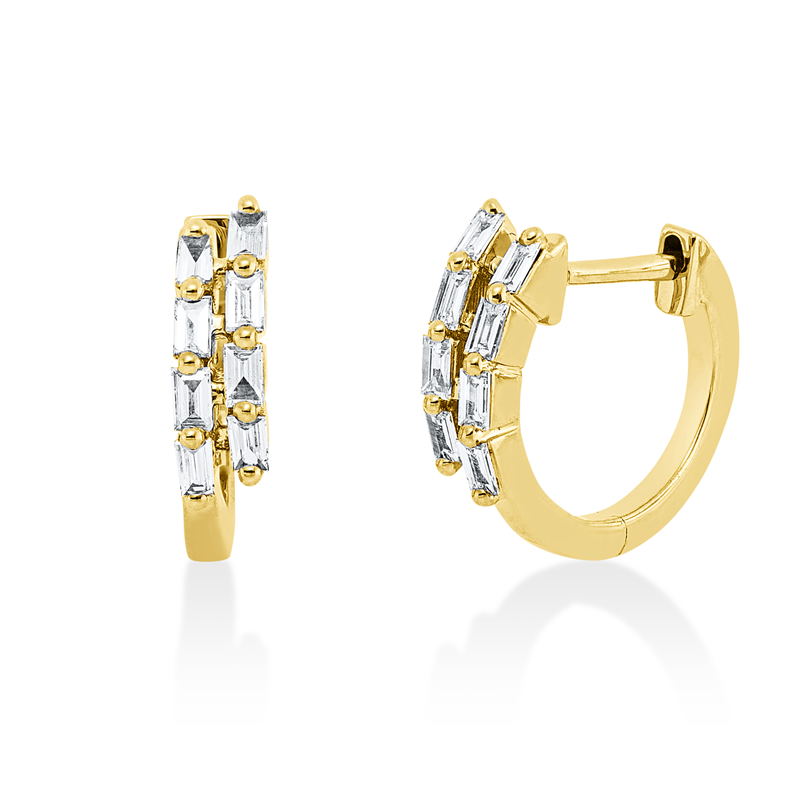 Creolen 18 kt GG, 16 Bag. 0,25 ct, TW-si