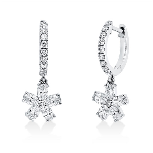 Creolen 18 kt WG, 30 Fant-Schl. 0,63 ct, TW-si