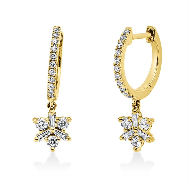 Creolen 18 kt GG, 34 Fant-Schl. 0,30 ct, TW-si