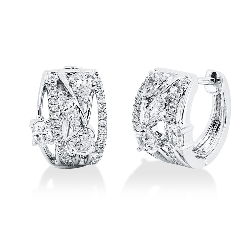 Creolen 18 kt WG, 68 Fant-Schl. 0,69 ct, TW-vsi/si
