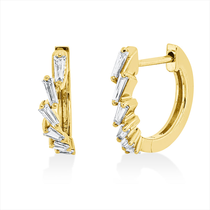 Creolen 18 kt GG, 12 Trap. 0,23 ct, TW-si
