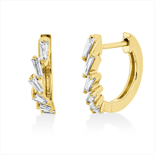 Creolen 18 kt GG, 12 Trap. 0,23 ct, TW-si