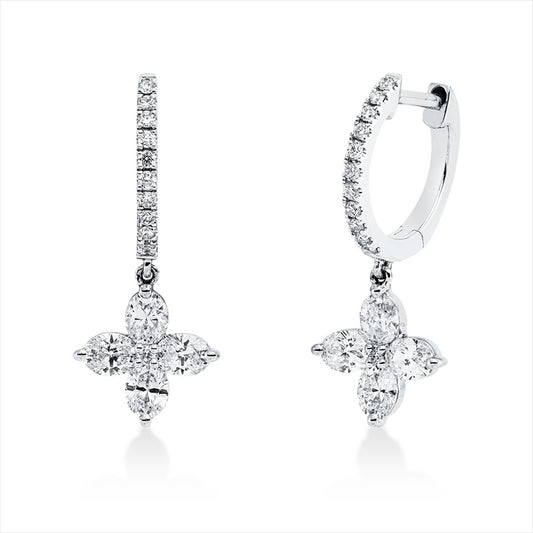 Creolen 18 kt WG, 32 Fant-Schl. 0,74 ct, TW-si