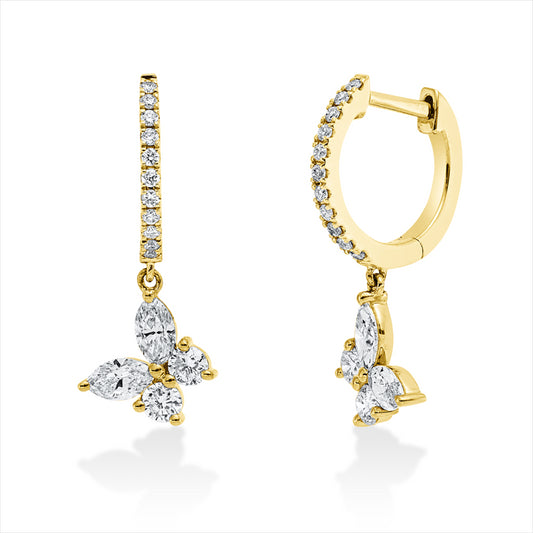 Creolen 18 kt GG, 30 Fant-Schl. 0,61 ct, TW-vsi/si