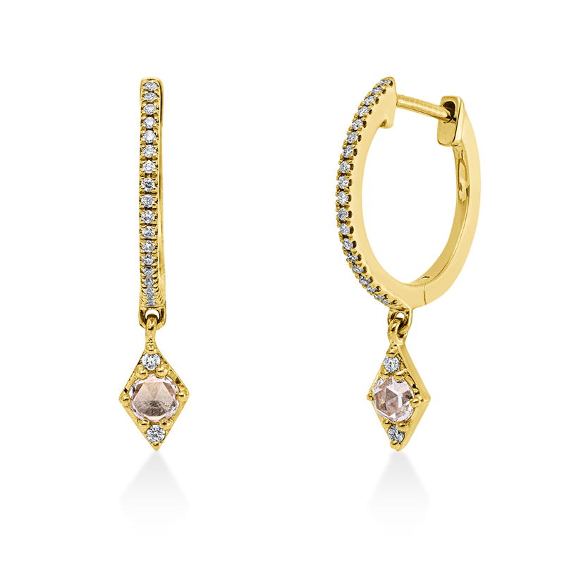 Creolen 18 kt GG, 44 Fant-Schl. 0,19 ct, TW-si