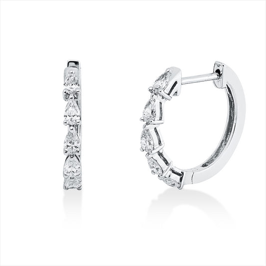 Creolen 18 kt WG, 10 Tropfen 0,34 ct, TW-si