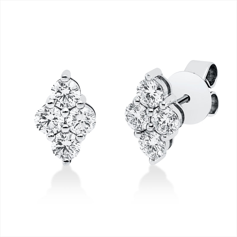 Ohrstecker 18 kt WG, 8 Brill. 0,95 ct, TW-si