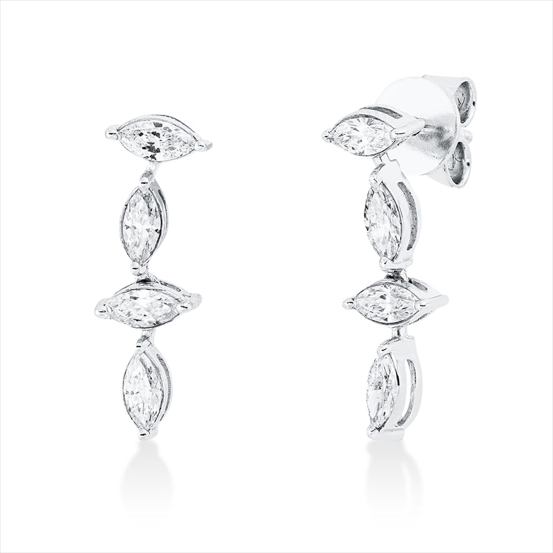 Ohrschmuck 18 kt WG, 8 Nav. 0,67 ct, TW-si