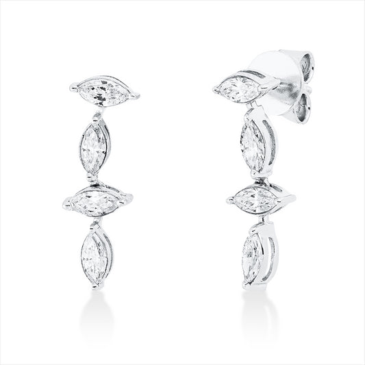 Ohrschmuck 18 kt WG, 8 Nav. 0,67 ct, TW-si
