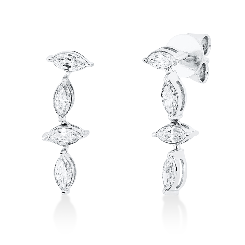 Ohrschmuck 18 kt WG, 8 Nav. 0,67 ct, TW-si