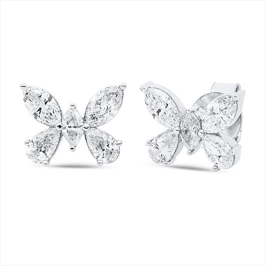 Ohrstecker 18 kt WG, 2 Nav. 0,16 ct, TW-si, 4 Nav. 0,64 ct, TW-si, 4 Tropfen 0,48 ct, TW-si