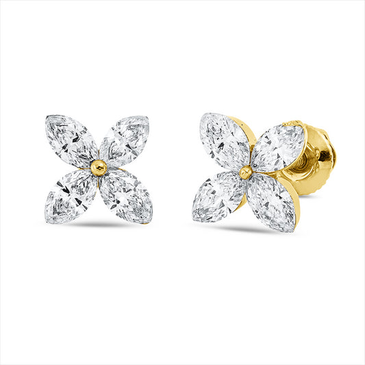 Ohrstecker 18 kt GG, 8 Nav. 0,90 ct, TW-si