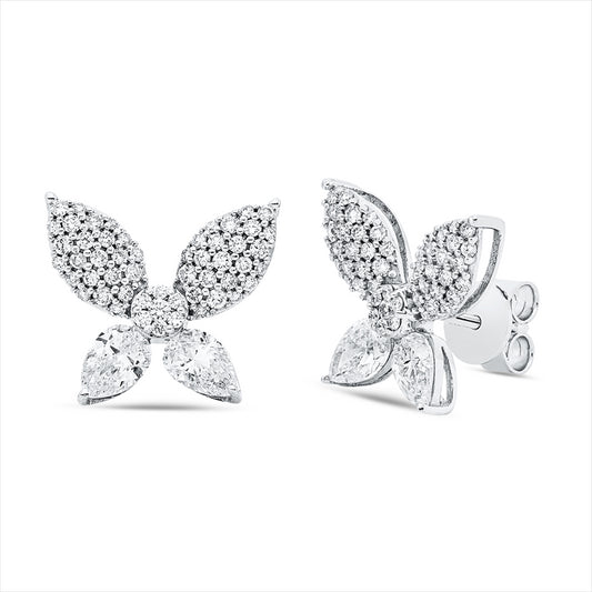 Ohrstecker 18 kt WG, 4 Tropfen 1,26 ct, TW-si, 106 Brill. 0,66 ct, TW-si