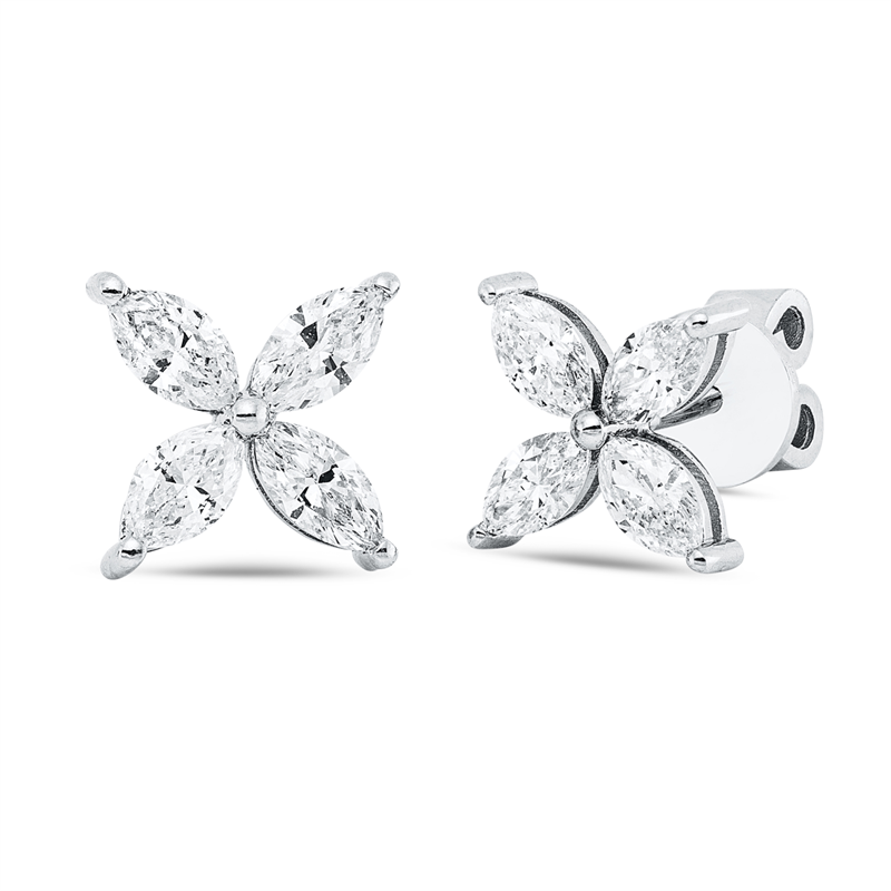 Ohrstecker 18 kt WG, 8 Nav. 0,88 ct, F-si