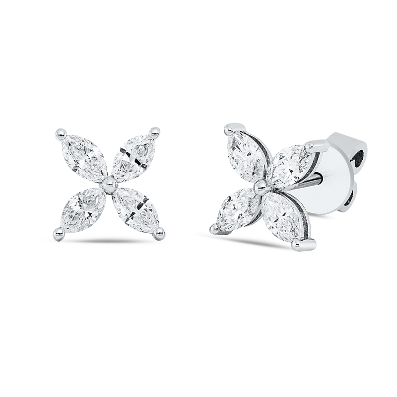 Ohrstecker 18 kt WG, 8 Nav. 0,72 ct, F-si