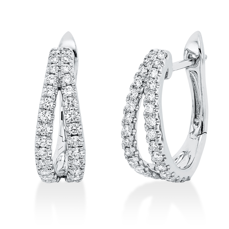 Creolen 18 kt WG, 60 Brill. 0,47 ct, TW-si
