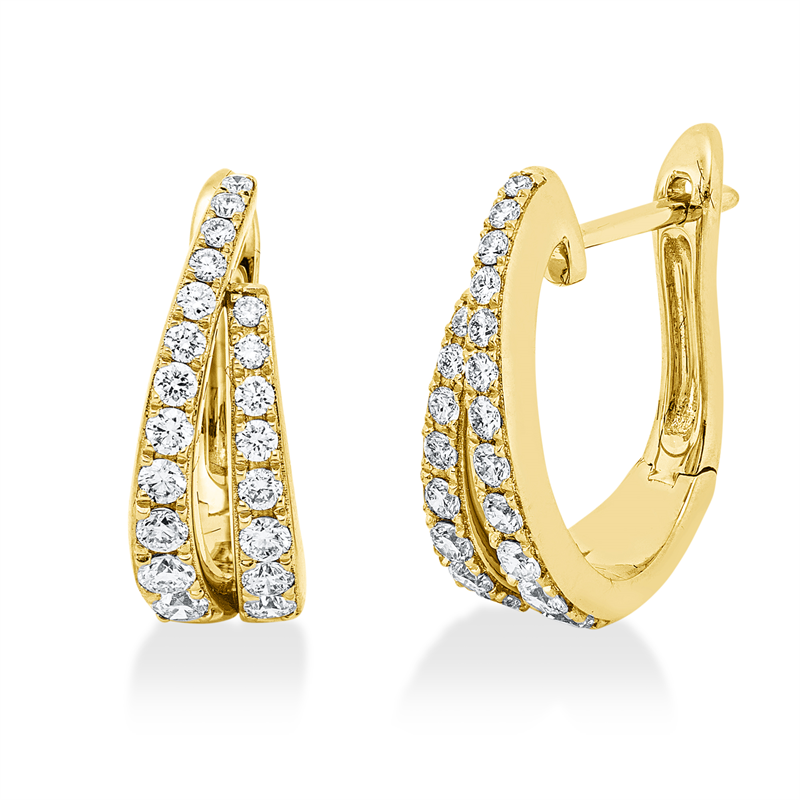 Creolen 18 kt GG, 40 Brill. 0,65 ct, TW-si