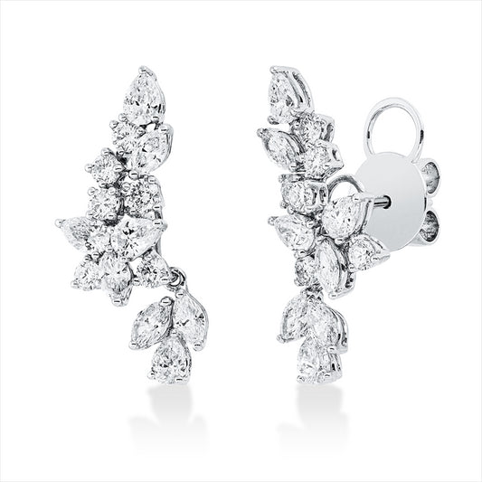 Ohrstecker 18 kt WG, 8 Nav. 0,72 ct, TW-vsi, 8 Tropfen 1,10 ct, TW-vsi, 12 Brill. 0,70 ct, TW-si