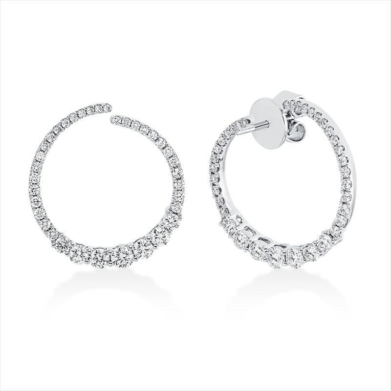 Ohrstecker 18 kt WG, 2 Brill. 0,15 ct, TW-si, 70 Brill. 1,00 ct, TW-si