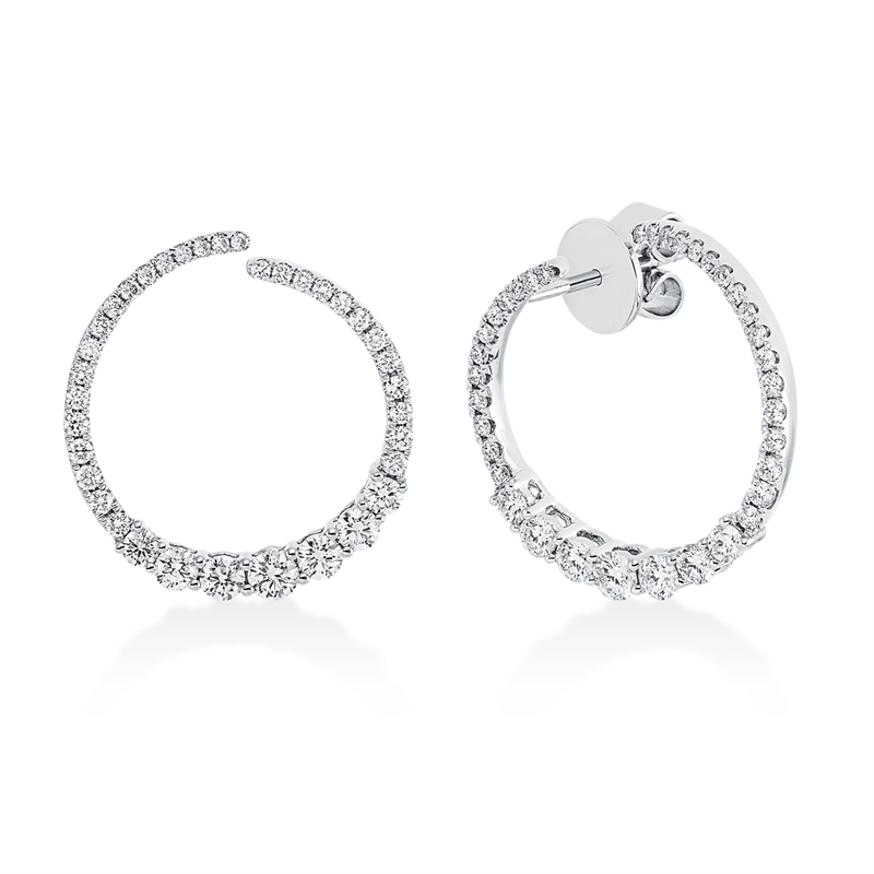 Ohrschmuck 18 kt WG, 2 Brill. 0,15 ct, TW-si, 70 Brill. 0,96 ct, TW-si