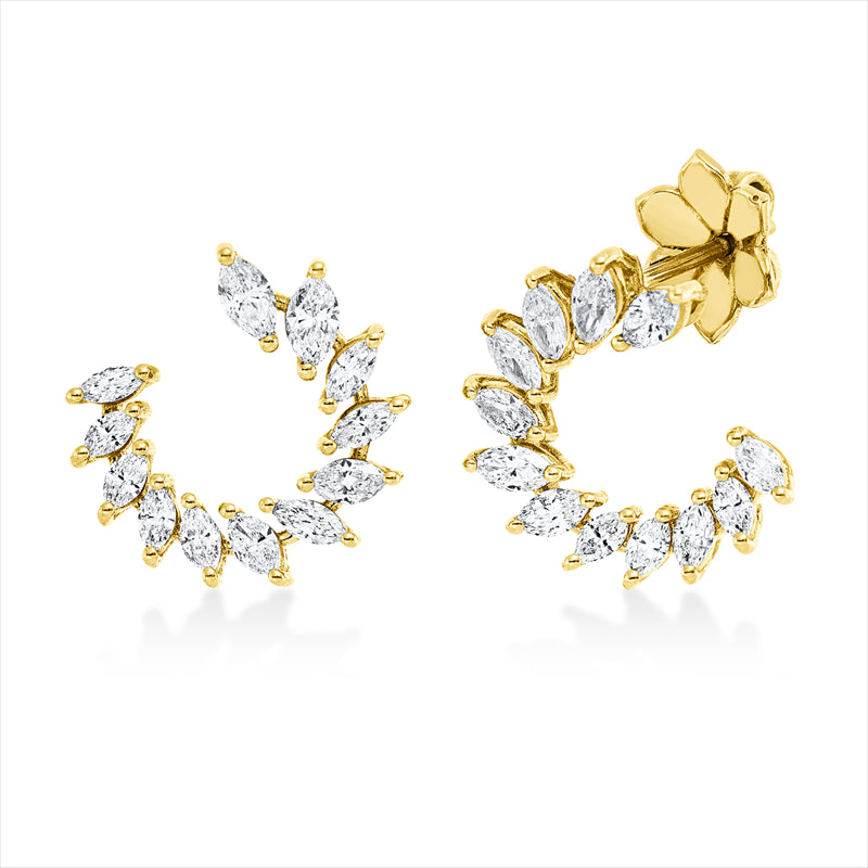 Ohrschmuck 18 kt GG, 6 Nav. 0,53 ct, F-si, 18 Nav. 1,29 ct, F-si